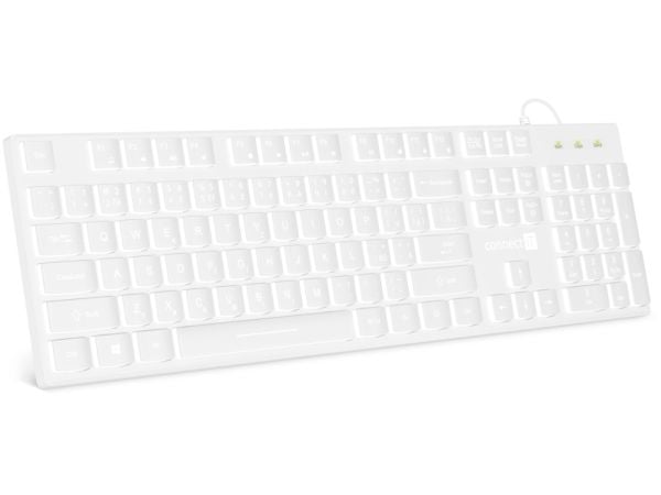 Connect IT CKB-5052-CS, Full størrelse (100 og), Koblet med ledninger (ikke trådløs), USB, Membrannøkkelbryter, Hvit