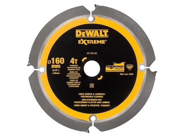 DeWALT DT1470-QZ, Cementfiberpanel, Laminat, 16 cm, 2 cm, Polykristallin diamant (PCD), 7000 RPM, DeWALT