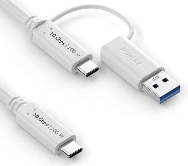 PureLink IS2512-005, 0,5 m, USB C, USB A/USB C, USB 3.2 Gen 2 (3.1 Gen 2), 10 Gbit/s, Hvit