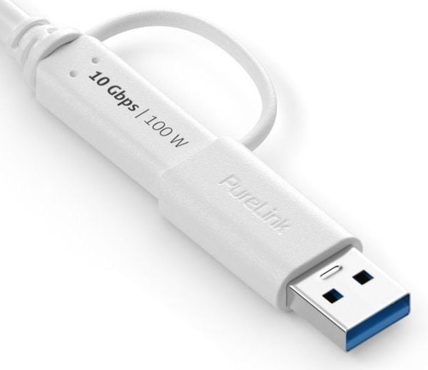 PureLink IS2512-005, 0,5 m, USB C, USB A/USB C, USB 3.2 Gen 2 (3.1 Gen 2), 10 Gbit/s, Hvit