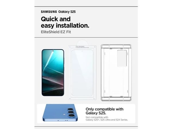 Spigen EliteShield EZ Fit, Samsung, Galaxy S25, Reptålig, Transparent, 1 styck