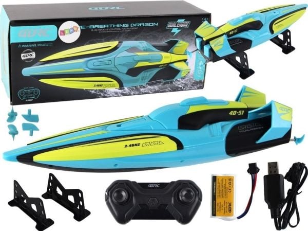 LeanToys RC 2.4G keltainen turkoosi vedenpitävä kauko-ohjattava vene LeanToys RC 2.4G keltainen turkoosi vedenpitävä kauko-ohjattava vene