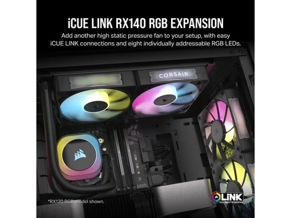 Corsair iCUE LINK RX140 RGB, Vifte, 14 cm, 300 RPM, 1700 RPM, Sort
