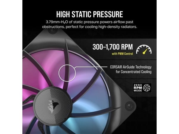 Corsair iCUE LINK RX140 RGB, Vifte, 14 cm, 300 RPM, 1700 RPM, Sort