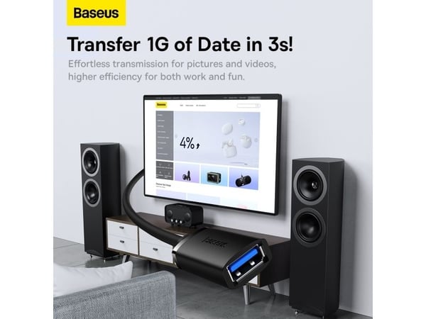 Baseus B00631103111-00, 1 m, USB A, USB A, USB 3.2 Gen 1 (3.1 Gen 1), 5 Gbit/s, Svart