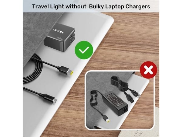 Unitek-virtalähteen kaapeli Lenovo 65W USB-C - DC11*4.5mm:lle