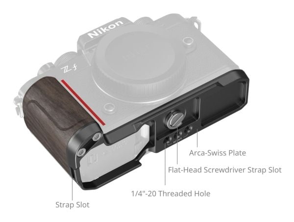 SmallRig 4801, digitalkameragrep, Nikon, Nikon Z f 4801, svart, tre, aluminium, tre, 149,8 mm