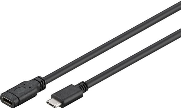 MicroConnect - USB-forlengelseskabel - USB-C (hann) rett til USB-C (hunn) rett - USB 3.2 Gen 1 - 50 cm - svart, sølv