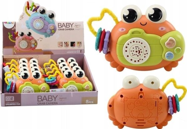 LeanToys Crab Camera Rattle projektori projektori akku äänet oranssi väri