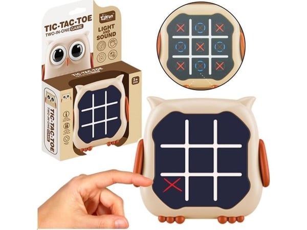 LeanToys elektronisk spill 3-i-1 Krysse og tvers Memory Ugle i beige LEAN Toys