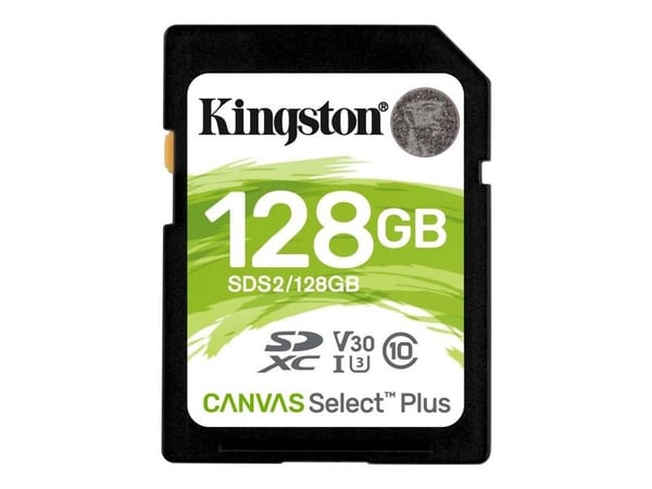 Kingston Technology Canvas Select Plus, 128 GB, SDXC, Luokka 10, UHS-I, 100 MB/s, 85 MB/s