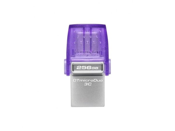 Kingston Technology DataTraveler microDuo 3C, 256 GB, USB Type-A / USB Type-C, 3.2 Gen 1 (3.1 Gen 1), 200 MB/s, Andre, Rustfritt stål, Lilla