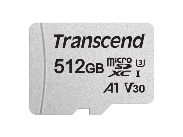 Transcend 300S, 512 GB, MicroSDXC, NAND, 95 MB/s, 40 MB/s, Class 3 (U3)