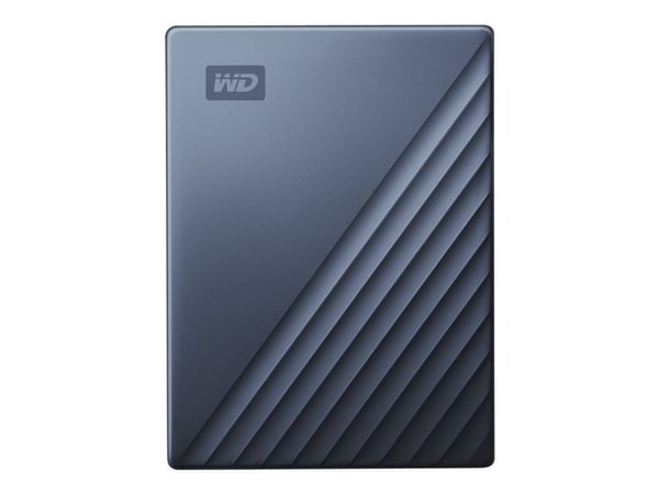WD My Passport Ultra WDBFTM0050BBL - Harddisk - kryptert - 5 TB - ekstern (bærbar) - USB 3.1 (USB-C kontakt) - 256-bit AES - blå