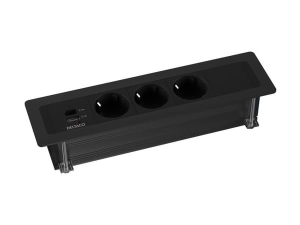 DELTACO infälld elpanel, 3 uttag, 1x21W A+C USB-laddare, GST18, kedjedrift