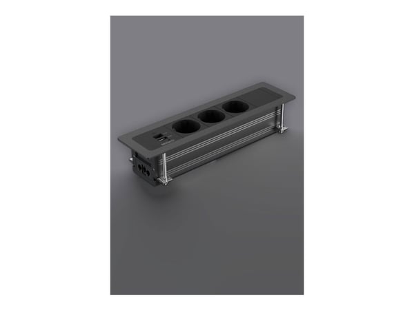 DELTACO infälld elpanel, 3 uttag, 1x21W A+C USB-laddare, GST18, kedjedrift