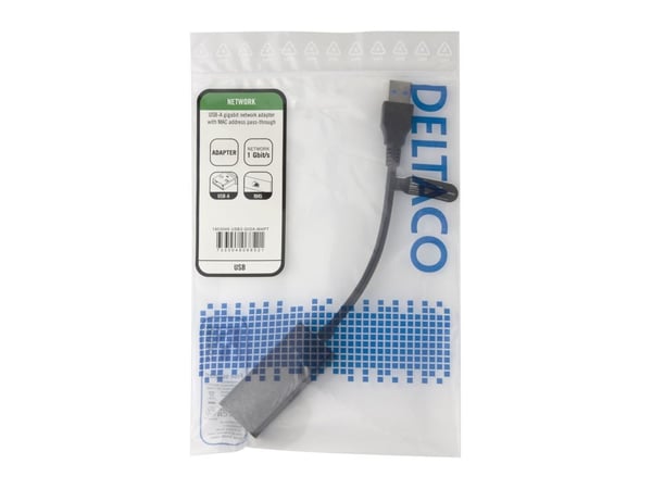 DELTACO - Nettverksadapter - USB 3.0 - 1000Base-T x 1 - svart