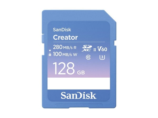SanDisk Creator - Flashminnekort - 128 GB - Video Class V60 / UHS-II U3 / Class10 - SDXC UHS-II