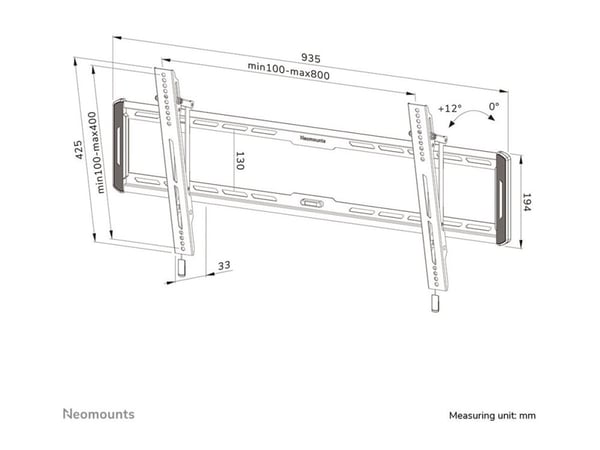 Neomounts WL35-550BL18 - Monteringssett (veggmontering) - tippbar - for TV - svart - skjermstørrelse: 43"-86"