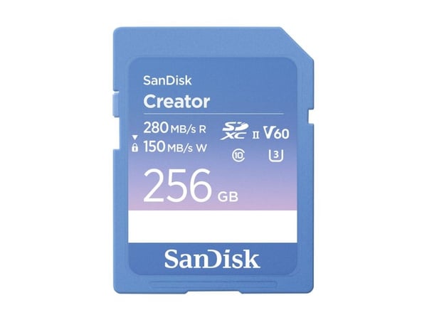 SanDisk Creator - Flashminnekort - 256 GB - Video Class V60 / UHS-II U3 / Class10 - SDXC UHS-II