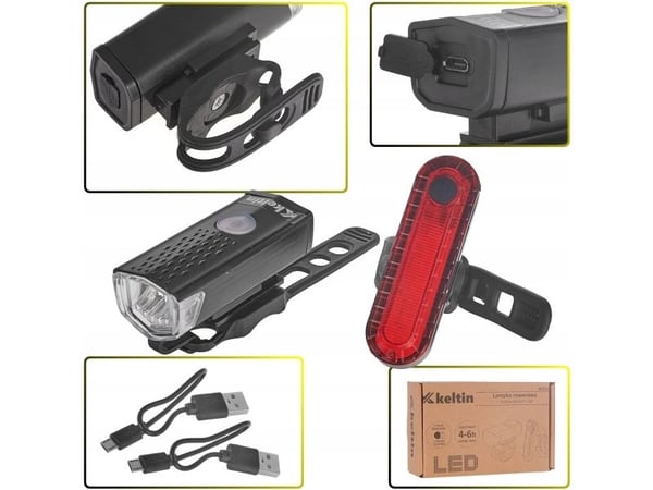Vedenpitävä USB-pyörävalo IP54 - edessä + takana (120)