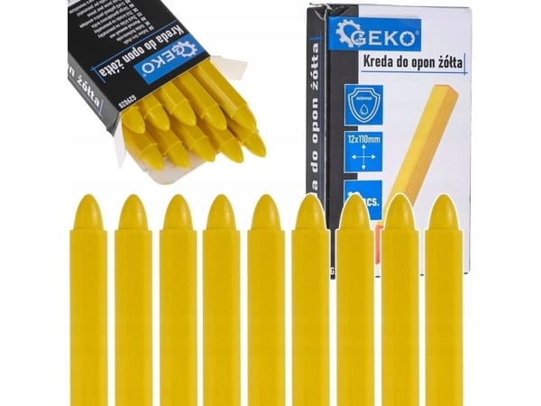 Geko vattentåligt däckkrita gul 12x110mm – set med 10 st (12/120)