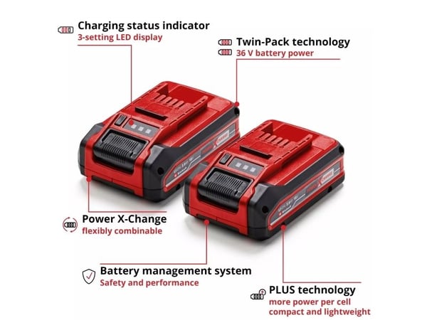 Einhell 4511631, Batteri, Lithium-Ion (Li-Ion), 3 Ah, 18 V, Einhell, Sort, Rød