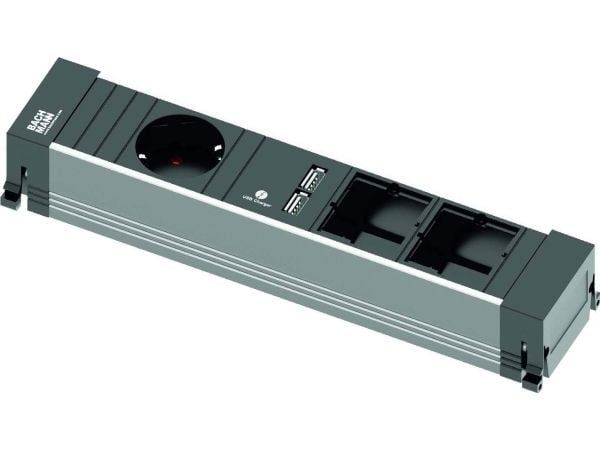Bachmann 916.0041, 0,1 m, Alumiini, Musta, 1 AC-pistorasia(a), 261,9 mm, 1 kpl