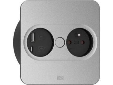 Bachmann 946.205, Type F + USB A + USB C, Upotettu työpöytä, 4 cm, Ruostumaton teräs, Metalli, Muovi, IP20