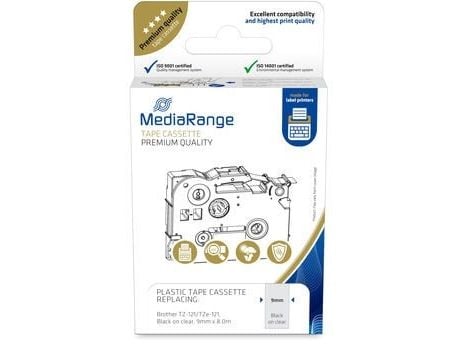 MediaRange plastetikettkassett 9mm, 8m laminert