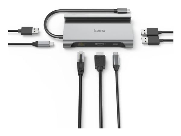 Hama Connect2Mobile V2, USB 3.2 Gen 1 (3.1 Gen 1) Type-C, HDMI, RJ-45, USB 2.0 Type-A, USB 3.2 Gen 1 (3.1 Gen 1) Type-A, USB 3.2 Gen 1 (3.1 Gen 1) ...