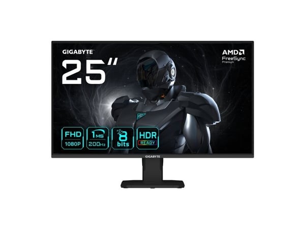 Gigabyte GS25F2 - LED-skjerm - gaming - 25" (24.5" synlig) - 1920 x 1080 Full HD (1080p) @ 200 Hz - SS IPS - 300 cd/m² - 1000:1 - HDR10 - 1 ms - 2x...