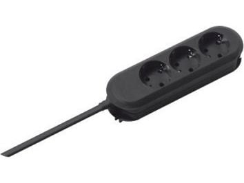 Bachmann SMARTLINE, 1,5 m, 3 AC stikkontakt(er), Sort, 3680 W, 16 A, 185 mm