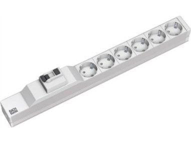 Bachmann 333.411, Perus, 1U, Harmaa, Hopea, 6 AC-pistorasia(a), 230 V, 50 Hz