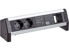 Bachmann Desk 1, Sisätila, Tyyppi E, Tyyppi F, Alumiini, Muovi, 2 AC-pistorasia(a), 281 mm, 1 kpl