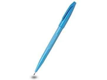 Pentel Sign Pen, Lyseblå, Lyseblå, Plast, Rund, Vann-basert blekk, Fiber
