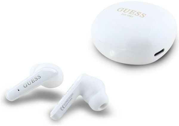 TWS Guess Flat Classic LogoElektropletterte hodetelefoner hvite