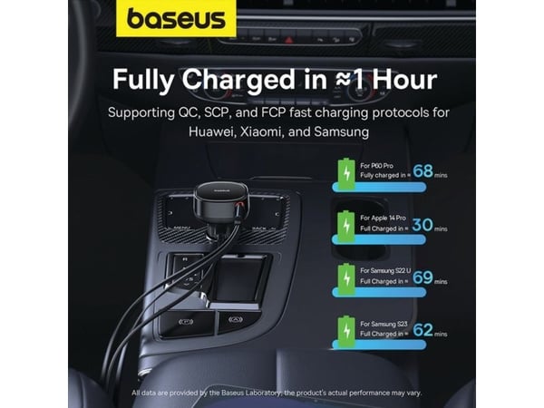 Baseus Enjoyment Pro 60W, Automatisk, Cigartenner/lighter, 24 V, 0,7 m, Sort