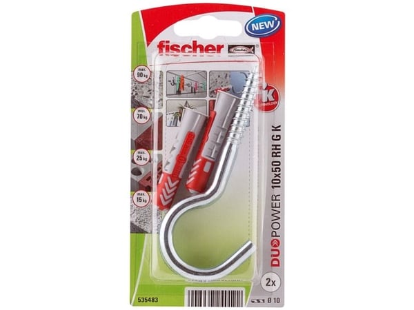 Fischer 535483, Skrue- og veggpluggsett, Murstein, Betong, 50 mm, 1 cm, 6 cm, 1,25 cm