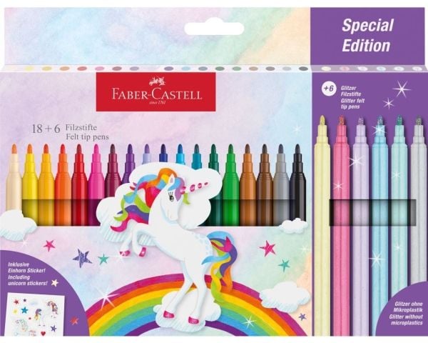 Faber-Castell Special Edition Unicorn - Felt-tip pen - permanent - for kartong, tre - vannbasert blekk (en pakke 24)