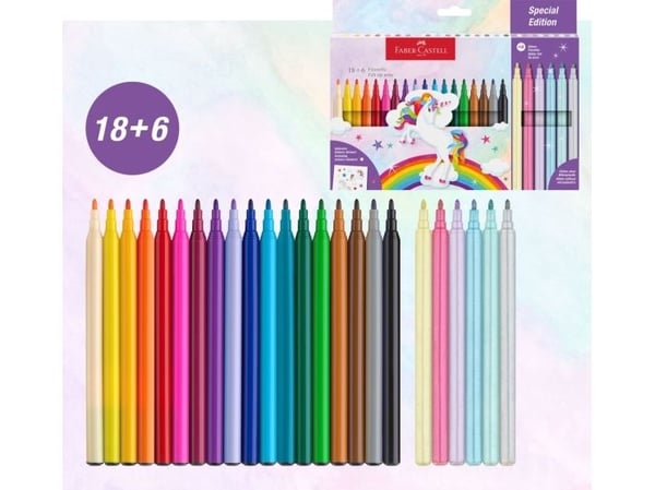 Faber-Castell Special Edition Unicorn - Felt-tip pen - permanent - for kartong, tre - vannbasert blekk (en pakke 24)