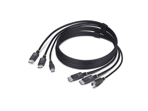 StarTech.com DDU1226-KVM-CABLE, 1,8 m, USB, USB, DisplayPort, musta, 2 x DisplayPort + USB 3.2 Type-A