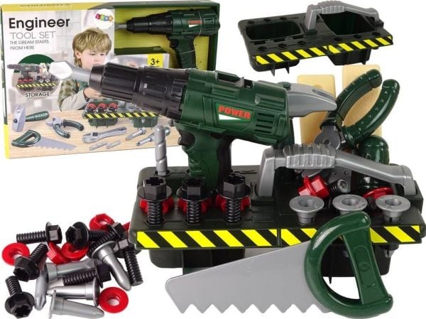 LeanToys hobby-/verktøyorganizersett batteridrevet skrutrekker grønn