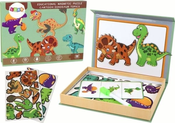 LeanToys magnetisk puslesett med dinosaurmotiv