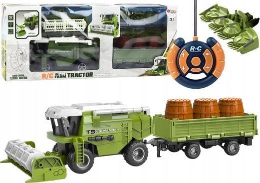 LeanToys kornmaskin RC, fjernstyrt tilhenger, grønn