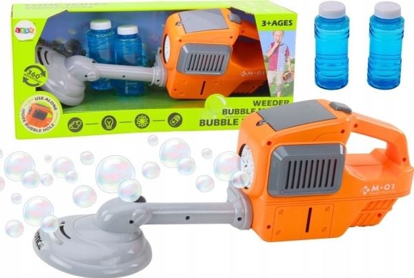 LeanToys såpeboblemaskin gressklipper/trimmer, to væsker, oransje