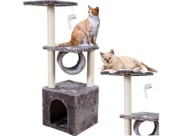 Cat Scratcher Med Hustunnelplattform 30x30x107cm