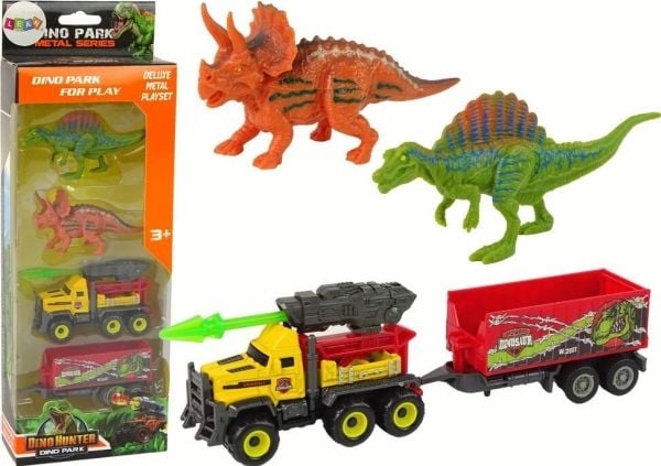 LeanToys Dinosaurukset Rakettiauto perävaunulla Keltainen