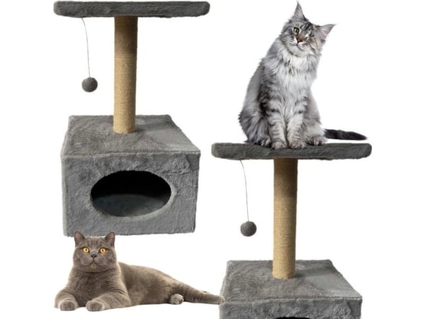 Lean klorestativ med liggeplass til katt hengende mus 31x31x56 cm