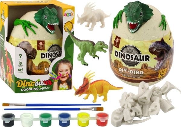 LeanToys egg med dinosaurer til å male - farge-/pensel-sett DIY - grønn